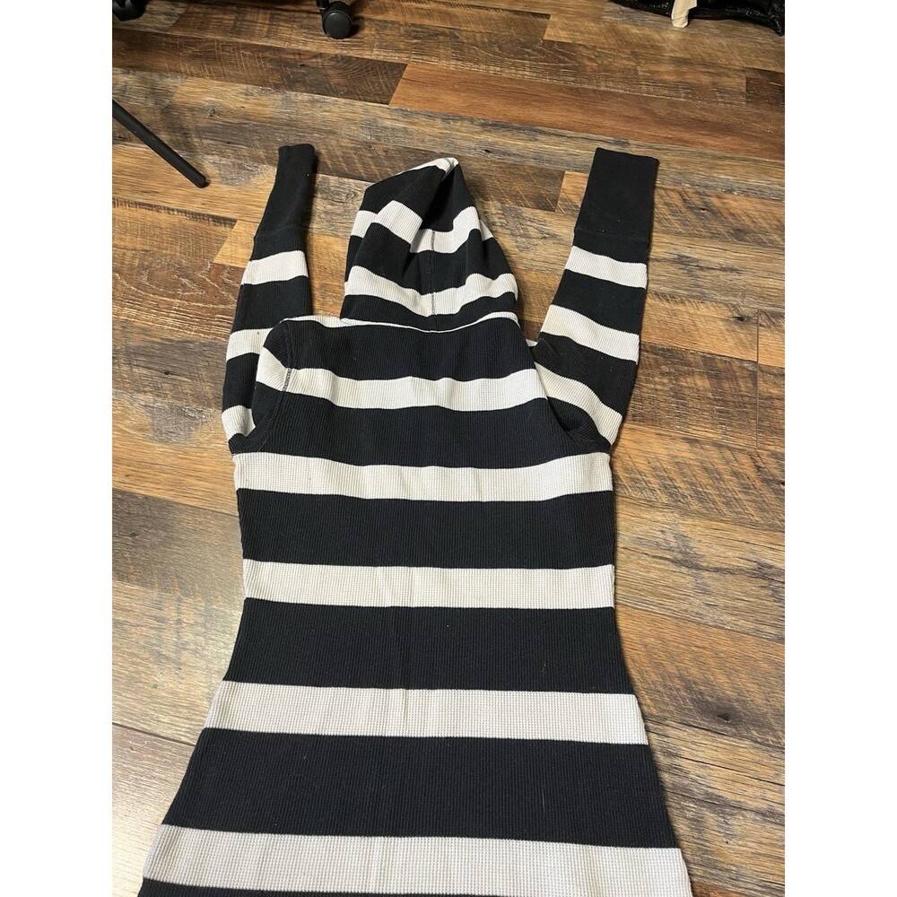 Calvin Klein Performance Women’s Small Striped Hoodie Black White Pullover - Picture 6 of 7